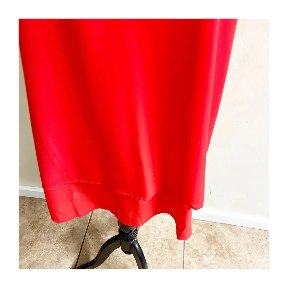 Michael Kors Tunic Top Womens Large Bright Ruby Sleeveless V Neck Office Sleek
